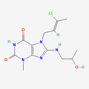 molecular formula C13H18ClN5O3 B2664661 (Z)-7-(3-chlorobut-2-en-1-yl)-8-((2-hydroxypropyl)amino)-3-methyl-1H-purine-2,6(3H,7H)-dione CAS No. 946380-94-5