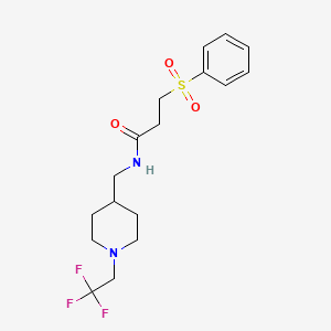 3-(Benzenesulfonyl)-N-[[1-(2,2,2-trifluoroethyl)piperidin-4-yl]methyl]propanamide