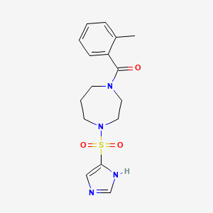 molecular formula C16H20N4O3S B2664672 (4-((1H-imidazol-4-yl)sulfonyl)-1,4-diazepan-1-yl)(o-tolyl)methanone CAS No. 1903207-66-8