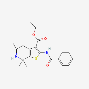 ethyl 5,5,7,7-tetramethyl-2-(4-methylbenzamido)-4H,5H,6H,7H-thieno[2,3-c]pyridine-3-carboxylate