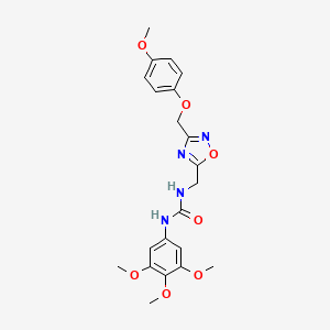 molecular formula C21H24N4O7 B2664682 1-((3-((4-Methoxyphenoxy)methyl)-1,2,4-oxadiazol-5-yl)methyl)-3-(3,4,5-trimethoxyphenyl)urea CAS No. 1251550-11-4