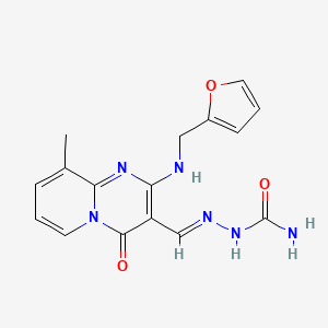 molecular formula C16H16N6O3 B2664684 (E)-2-((2-((furan-2-ylmethyl)amino)-9-methyl-4-oxo-4H-pyrido[1,2-a]pyrimidin-3-yl)methylene)hydrazinecarboxamide CAS No. 304865-05-2