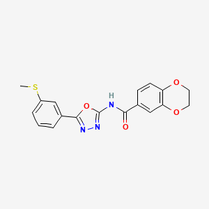molecular formula C18H15N3O4S B2664689 N-[5-(3-甲硫基苯基)-1,3,4-噁二唑-2-基]-2,3-二氢-1,4-苯并二氧杂环己烷-6-甲酰胺 CAS No. 886914-19-8