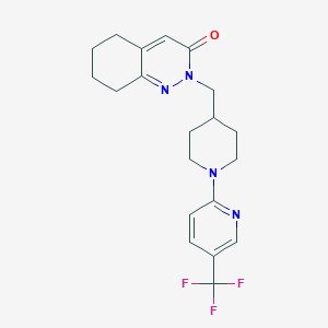 molecular formula C20H23F3N4O B2664690 2-({1-[5-(Trifluoromethyl)pyridin-2-yl]piperidin-4-yl}methyl)-2,3,5,6,7,8-hexahydrocinnolin-3-one CAS No. 2097922-09-1