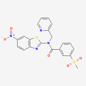 molecular formula C21H16N4O5S2 B2664698 3-(methylsulfonyl)-N-(6-nitrobenzo[d]thiazol-2-yl)-N-(pyridin-2-ylmethyl)benzamide CAS No. 886939-15-7