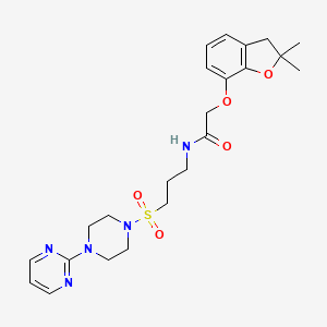 2-((2,2-dimethyl-2,3-dihydrobenzofuran-7-yl)oxy)-N-(3-((4-(pyrimidin-2-yl)piperazin-1-yl)sulfonyl)propyl)acetamide