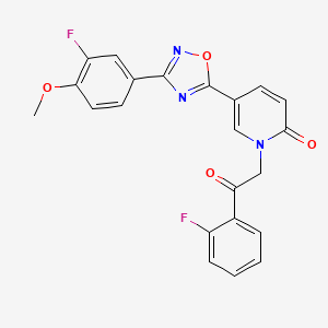 molecular formula C22H15F2N3O4 B2664705 5-(3-(3-氟-4-甲氧基苯基)-1,2,4-噁二唑-5-基)-1-(2-(2-氟苯基)-2-氧代乙基)吡啶-2(1H)-酮 CAS No. 1396761-18-4