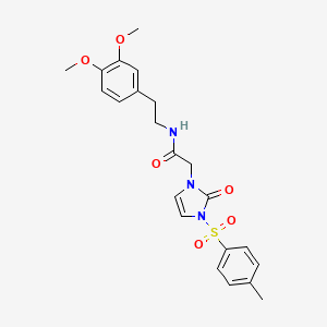 molecular formula C22H25N3O6S B2664709 N-(3,4-二甲氧基苯乙基)-2-(2-氧代-3-对甲苯磺酰-2,3-二氢-1H-咪唑-1-基)乙酰胺 CAS No. 932514-34-6