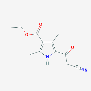 molecular formula C12H14N2O3 B2664721 ethyl 5-(2-cyanoacetyl)-2,4-dimethyl-1H-pyrrole-3-carboxylate CAS No. 303126-23-0