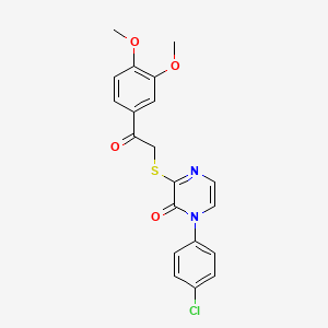 molecular formula C20H17ClN2O4S B2664733 1-(4-chlorophenyl)-3-((2-(3,4-dimethoxyphenyl)-2-oxoethyl)thio)pyrazin-2(1H)-one CAS No. 946293-43-2