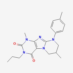 molecular formula C20H25N5O2 B2664735 1,7-dimethyl-9-(4-methylphenyl)-3-propyl-7,8-dihydro-6H-purino[7,8-a]pyrimidine-2,4-dione CAS No. 845630-46-8