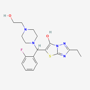 molecular formula C19H24FN5O2S B2664742 2-Ethyl-5-((2-fluorophenyl)(4-(2-hydroxyethyl)piperazin-1-yl)methyl)thiazolo[3,2-b][1,2,4]triazol-6-ol CAS No. 887219-63-8