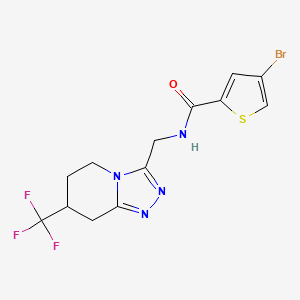 molecular formula C13H12BrF3N4OS B2664752 4-bromo-N-((7-(trifluoromethyl)-5,6,7,8-tetrahydro-[1,2,4]triazolo[4,3-a]pyridin-3-yl)methyl)thiophene-2-carboxamide CAS No. 2034381-78-5