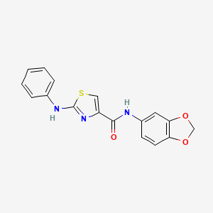 molecular formula C17H13N3O3S B2664756 N-(benzo[d][1,3]dioxol-5-yl)-2-(phenylamino)thiazole-4-carboxamide CAS No. 1105229-04-6