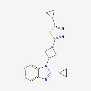 molecular formula C18H19N5S B2664772 2-Cyclopropyl-5-[3-(2-cyclopropylbenzimidazol-1-yl)azetidin-1-yl]-1,3,4-thiadiazole CAS No. 2380185-93-1