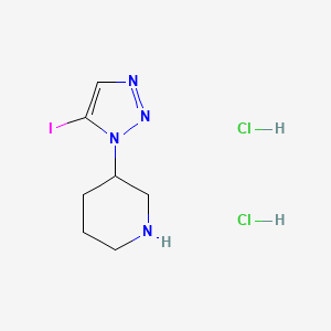 molecular formula C7H13Cl2IN4 B2664774 3-(5-碘-1H-1,2,3-三唑-1-基)哌啶二盐酸盐 CAS No. 2089255-15-0