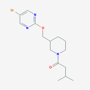 molecular formula C15H22BrN3O2 B2664777 1-[3-[(5-Bromopyrimidin-2-yl)oxymethyl]piperidin-1-yl]-3-methylbutan-1-one CAS No. 2380094-92-6