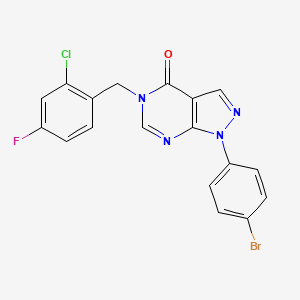 molecular formula C18H11BrClFN4O B2664785 1-(4-溴苯基)-5-(2-氯-4-氟苯甲基)-1,5-二氢-4H-吡唑并[3,4-d]嘧啶-4-酮 CAS No. 1326931-24-1