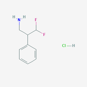 molecular formula C9H12ClF2N B2664786 3,3-二氟-2-苯基丙酮-1-胺；盐酸盐 CAS No. 2253631-10-4