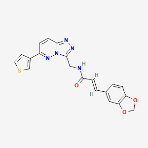 molecular formula C20H15N5O3S B2664790 (E)-3-(benzo[d][1,3]dioxol-5-yl)-N-((6-(thiophen-3-yl)-[1,2,4]triazolo[4,3-b]pyridazin-3-yl)methyl)acrylamide CAS No. 1904624-95-8