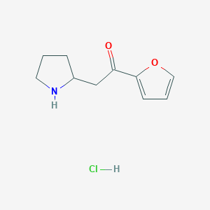 molecular formula C10H14ClNO2 B2664792 1-(Furan-2-yl)-2-(pyrrolidin-2-yl)ethan-1-one hydrochloride CAS No. 1384676-69-0