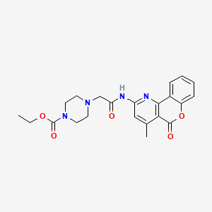 molecular formula C22H24N4O5 B2664814 ethyl 4-(2-((4-methyl-5-oxo-5H-chromeno[4,3-b]pyridin-2-yl)amino)-2-oxoethyl)piperazine-1-carboxylate CAS No. 868966-19-2