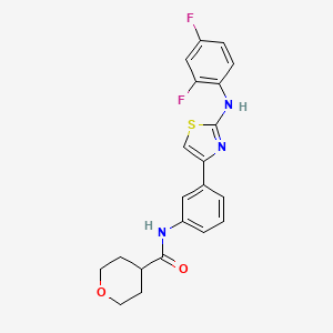 molecular formula C21H19F2N3O2S B2664849 N-(3-(2-((2,4-difluorophenyl)amino)thiazol-4-yl)phenyl)tetrahydro-2H-pyran-4-carboxamide CAS No. 1796947-18-6