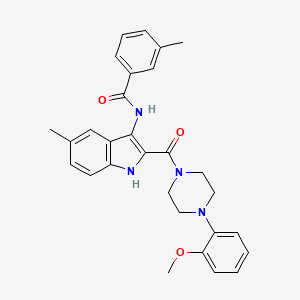 molecular formula C29H30N4O3 B2664851 N-(2-(4-(2-methoxyphenyl)piperazine-1-carbonyl)-5-methyl-1H-indol-3-yl)-3-methylbenzamide CAS No. 1029765-20-5