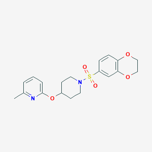 molecular formula C19H22N2O5S B2664852 2-((1-((2,3-Dihydrobenzo[b][1,4]dioxin-6-yl)sulfonyl)piperidin-4-yl)oxy)-6-methylpyridine CAS No. 1796969-58-8