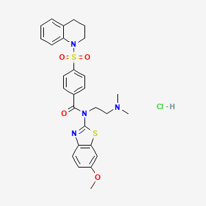 molecular formula C28H31ClN4O4S2 B2664859 4-((3,4-dihydroquinolin-1(2H)-yl)sulfonyl)-N-(2-(dimethylamino)ethyl)-N-(6-methoxybenzo[d]thiazol-2-yl)benzamide hydrochloride CAS No. 1322029-87-7