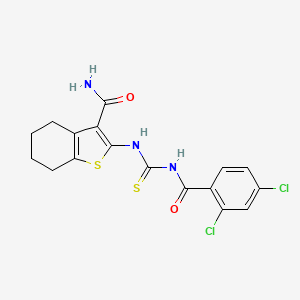 molecular formula C17H15Cl2N3O2S2 B2664861 2-(3-(2,4-Dichlorobenzoyl)thioureido)-4,5,6,7-tetrahydrobenzo[b]thiophene-3-carboxamide CAS No. 372499-36-0
