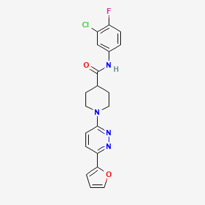 molecular formula C20H18ClFN4O2 B2664873 N-(3-chloro-4-fluorophenyl)-1-(6-(furan-2-yl)pyridazin-3-yl)piperidine-4-carboxamide CAS No. 1105233-81-5
