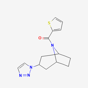 molecular formula C14H16N4OS B2664878 8-(thiophene-2-carbonyl)-3-(1H-1,2,3-triazol-1-yl)-8-azabicyclo[3.2.1]octane CAS No. 2178772-35-3