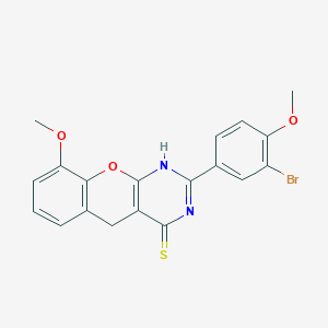 molecular formula C19H15BrN2O3S B2664880 2-(3-溴-4-甲氧基苯基)-9-甲氧基-3H-香豆素并[2,3-d]嘧啶-4(5H)-硫酮 CAS No. 902940-14-1