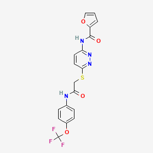 molecular formula C18H13F3N4O4S B2664884 N-(6-((2-oxo-2-((4-(trifluoromethoxy)phenyl)amino)ethyl)thio)pyridazin-3-yl)furan-2-carboxamide CAS No. 1021107-13-0
