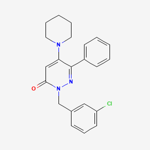 molecular formula C22H22ClN3O B2664886 2-[(3-Chlorophenyl)methyl]-6-phenyl-5-(1-piperidinyl)-3-pyridazinone CAS No. 478029-33-3