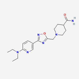 molecular formula C18H26N6O2 B2664894 1-((3-(6-(Diethylamino)pyridin-3-yl)-1,2,4-oxadiazol-5-yl)methyl)piperidine-4-carboxamide CAS No. 1251671-95-0