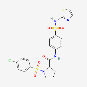 molecular formula C20H19ClN4O5S3 B2664903 1-((4-氯苯基)磺酰基)-N-(4-(N-(噻唑-2-基)磺酰氨基)苯基)吡咯啶-2-甲酰胺 CAS No. 355115-01-4