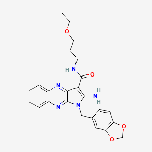 molecular formula C24H25N5O4 B2664904 2-amino-1-[(2H-1,3-benzodioxol-5-yl)methyl]-N-(3-ethoxypropyl)-1H-pyrrolo[2,3-b]quinoxaline-3-carboxamide CAS No. 371142-98-2
