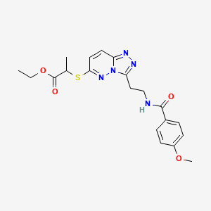 molecular formula C20H23N5O4S B2664906 乙酸2-((3-(2-(4-甲氧基苯甲酰胺)乙基)-[1,2,4]三唑并[4,3-b]吡啶-6-基)硫)丙酯 CAS No. 872996-32-2