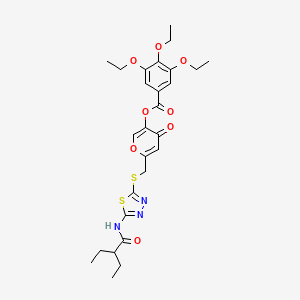 molecular formula C27H33N3O8S2 B2664931 6-(((5-(2-ethylbutanamido)-1,3,4-thiadiazol-2-yl)thio)methyl)-4-oxo-4H-pyran-3-yl 3,4,5-triethoxybenzoate CAS No. 896011-46-4