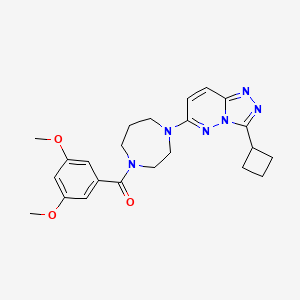 molecular formula C23H28N6O3 B2664943 [4-(3-Cyclobutyl-[1,2,4]triazolo[4,3-b]pyridazin-6-yl)-1,4-diazepan-1-yl]-(3,5-dimethoxyphenyl)methanone CAS No. 2415463-32-8