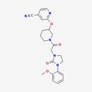 molecular formula C23H25N5O4 B2664945 2-((1-(2-(3-(2-Methoxyphenyl)-2-oxoimidazolidin-1-yl)acetyl)piperidin-3-yl)oxy)isonicotinonitrile CAS No. 2034560-31-9
