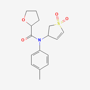 molecular formula C16H19NO4S B2664958 N-(1,1-dioxido-2,3-dihydrothiophen-3-yl)-N-(p-tolyl)tetrahydrofuran-2-carboxamide CAS No. 863008-27-9
