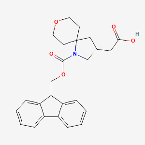 molecular formula C25H27NO5 B2664960 2-[1-(9H-Fluoren-9-ylmethoxycarbonyl)-8-oxa-1-azaspiro[4.5]decan-3-yl]acetic acid CAS No. 2287345-34-8