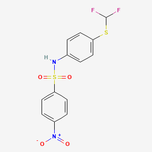 molecular formula C13H10F2N2O4S2 B2664981 N-[4-(difluoromethylsulfanyl)phenyl]-4-nitrobenzenesulfonamide CAS No. 380461-36-9
