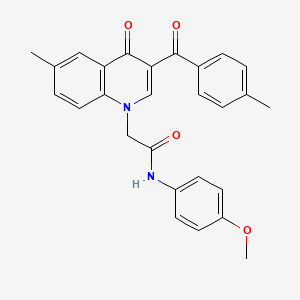molecular formula C27H24N2O4 B2664982 N-(4-甲氧基苯基)-2-(6-甲基-3-(4-甲基苯甲酰)-4-氧喹啉-1(4H)-基)乙酰胺 CAS No. 898344-26-8