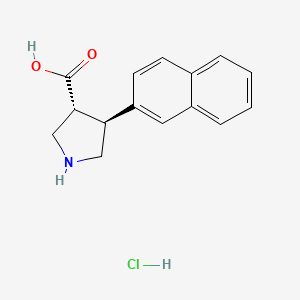 molecular formula C15H16ClNO2 B2664990 (3R,4S)-4-(萘-2-基)吡咯啉-3-羧酸盐酸盐 CAS No. 1330750-26-9