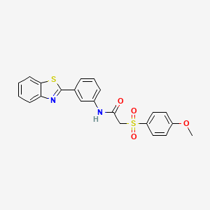 molecular formula C22H18N2O4S2 B2664996 N-(3-(benzo[d]thiazol-2-yl)phenyl)-2-((4-methoxyphenyl)sulfonyl)acetamide CAS No. 941951-77-5