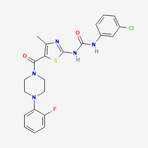 molecular formula C22H21ClFN5O2S B2664999 1-(3-氯苯基)-3-(5-(4-(2-氟苯基)哌嗪-1-甲酰)-4-甲基噻唑-2-基)脲 CAS No. 941916-47-8